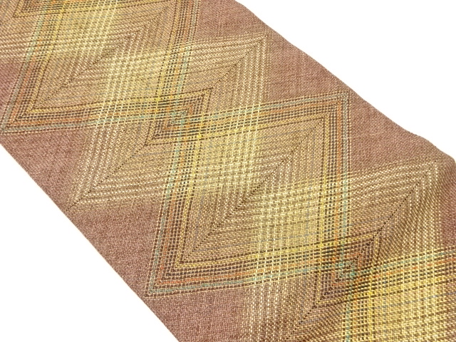 組織金通し子持ち菱模様織出し名古屋帯